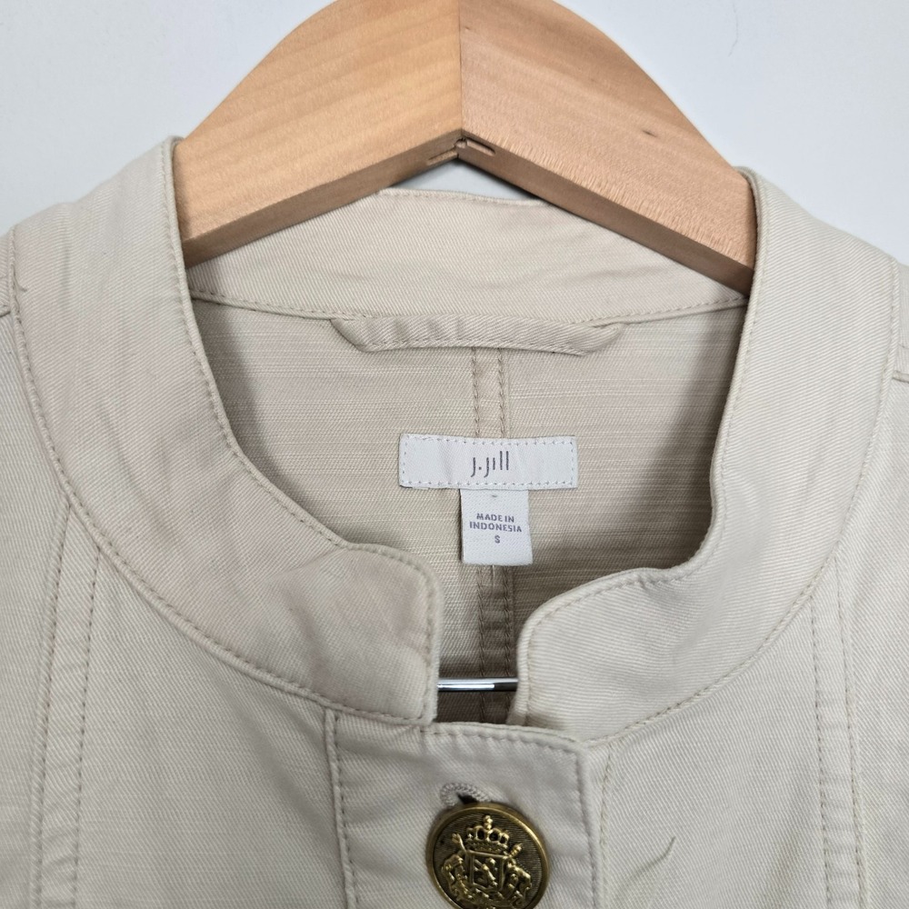 NWT J. Jill Military Peplum Jacket Women's S Beige Gold Button Preppy Classic - Picture 4 of 12